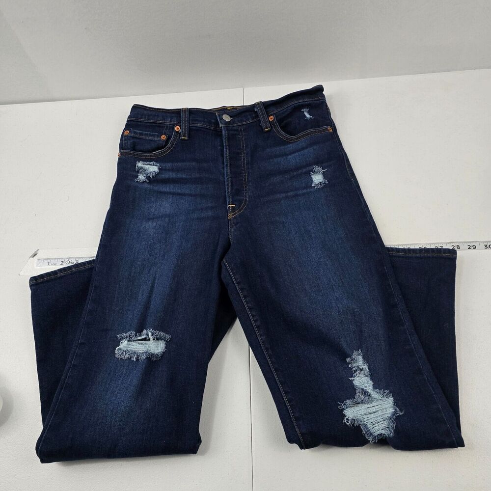 Levi's Dark Blue Straight Ankle Ribcage Jeans